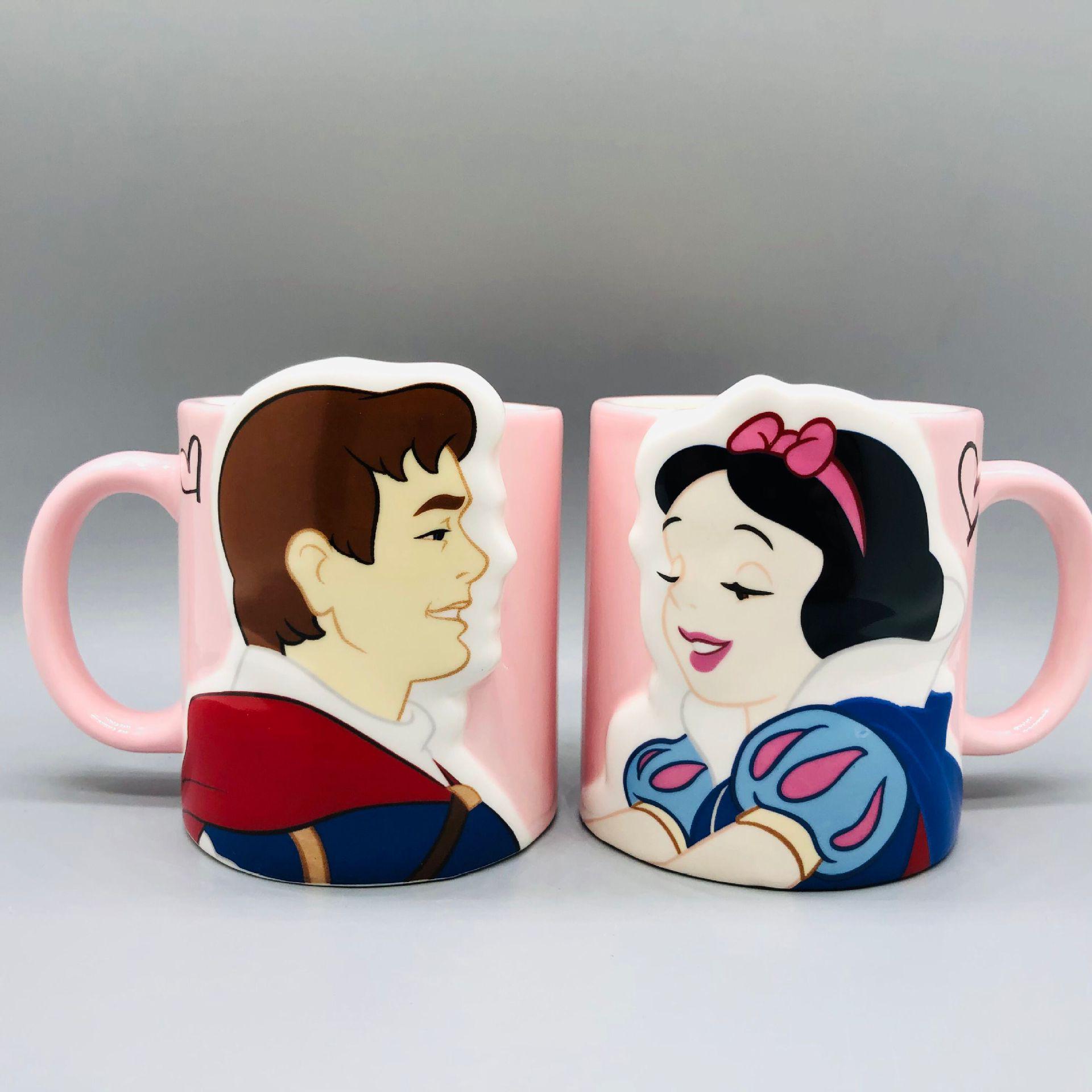 

Mermaid & Beauty Ceramic Couple Mugs - Snow White & Beast Design 350ml
