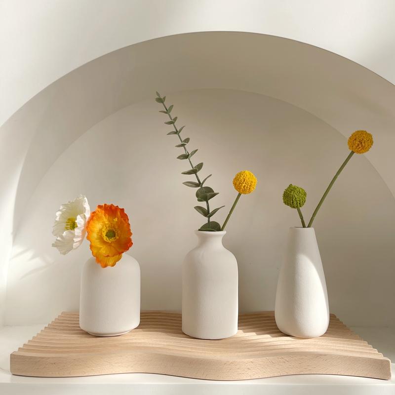 Small White Vase Ceramic Flower Vase Modern Flowerpot Table Centerpieces for Living Room Wedding/Dinner Table/Party Decoration