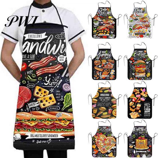 Baking Apron Cooking Sleeveless Comfortable Wearing Clear And Real Image Reusable Unisex Anti-stain Waterproof Polyester Pizza Pattern Kitchen