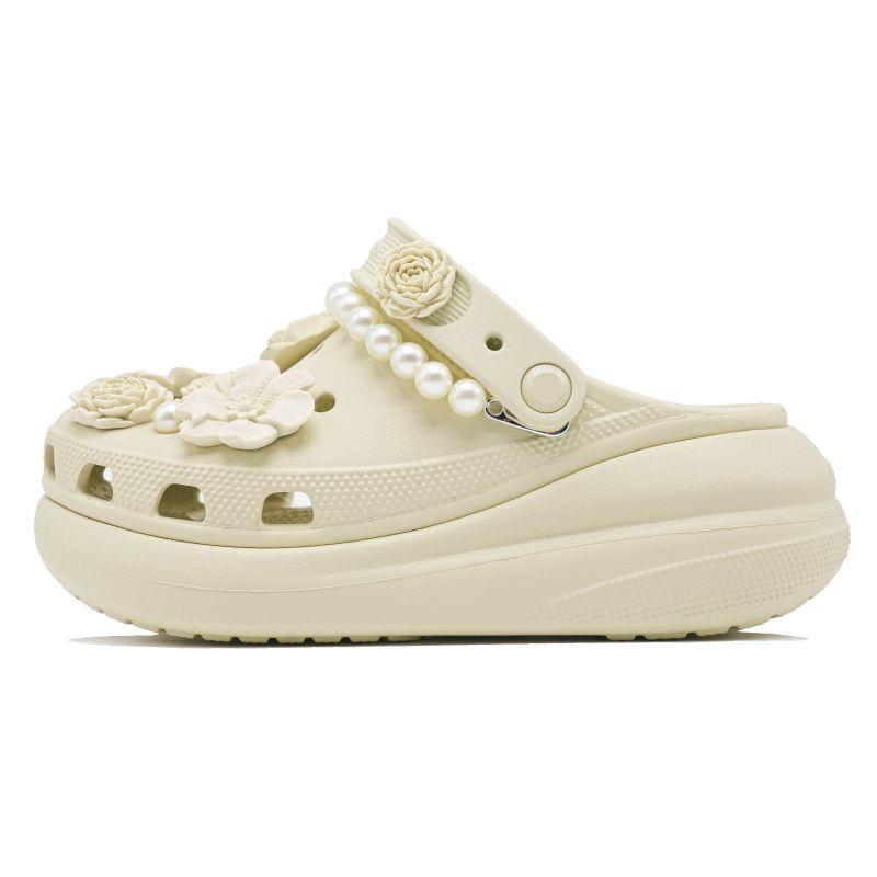 Crocs Crush Clog EVA youthful versatile puff hole shoes women's bone white