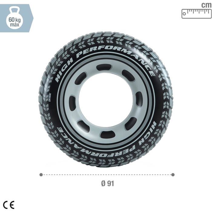 Schwimmring - RUSSBOY - RUSSBOY - Durchmesser 91 cm - Schwarz - Realistisches Reifenprofil