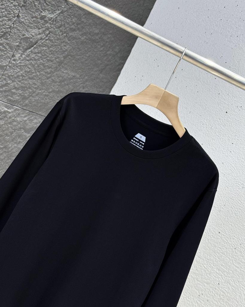 Men's Summer Stylish Round Neck Long Sleeve Cotton T-Shirt - Breathable, Comfortable, Solid Color