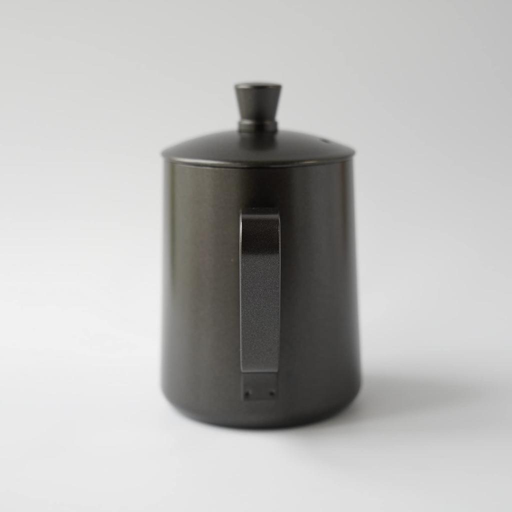 FUN COFFEE Coffee Kettle, 350ml, Stovetop Coffee Pot, Drip Kettle, Narrow Spout, with Lid, Stainless Steel, Camping, Black (co-0012-3)