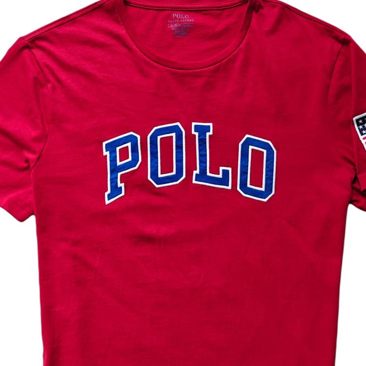 Polo Ralph Lauren Logo Letter Print Crew Neck Short Sleeve T-Shirt Men Tops Red 710791101-004