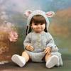55cm Full Silicone Smiling Reborn Doll with Grey Knitted Outfit and Hat Lifelike Doll Bath Doll Kids Toy