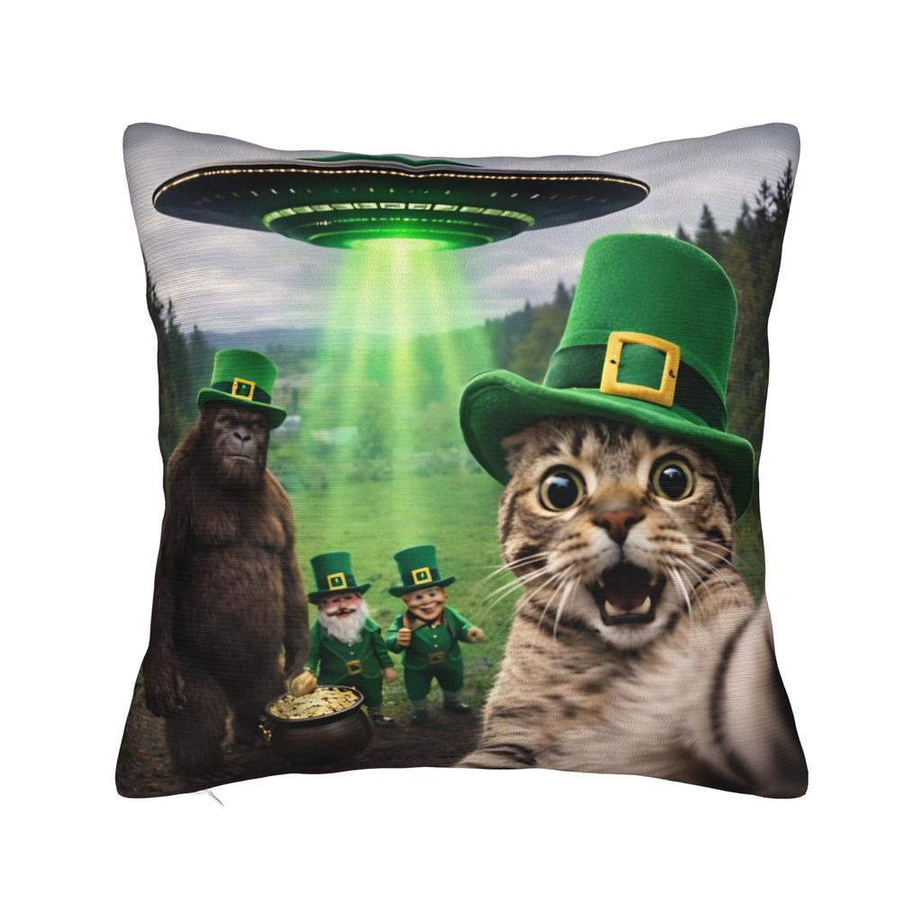 Pillow Cover Funny Leprechaun Playing Soccer St Patrick Day Novelty Pillow Case For Living Room Chair Pillowcases
