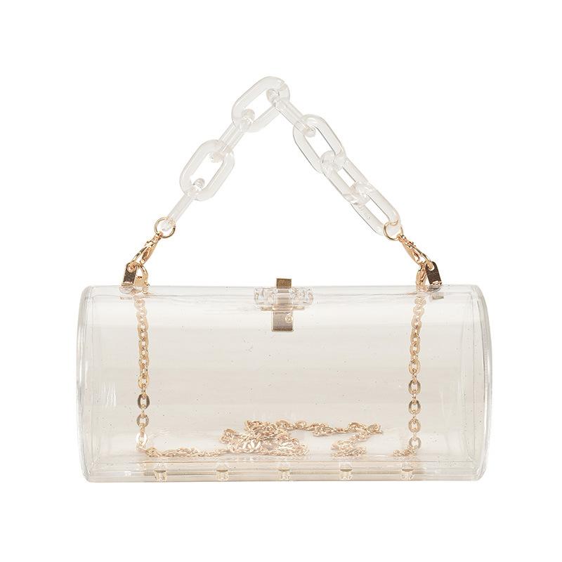 Acrylic Chain Transparent Box Jelly Bag Individual Hexagon Clear PVC Women Handbags Mini Designer Evening Crossbody Tote Bags