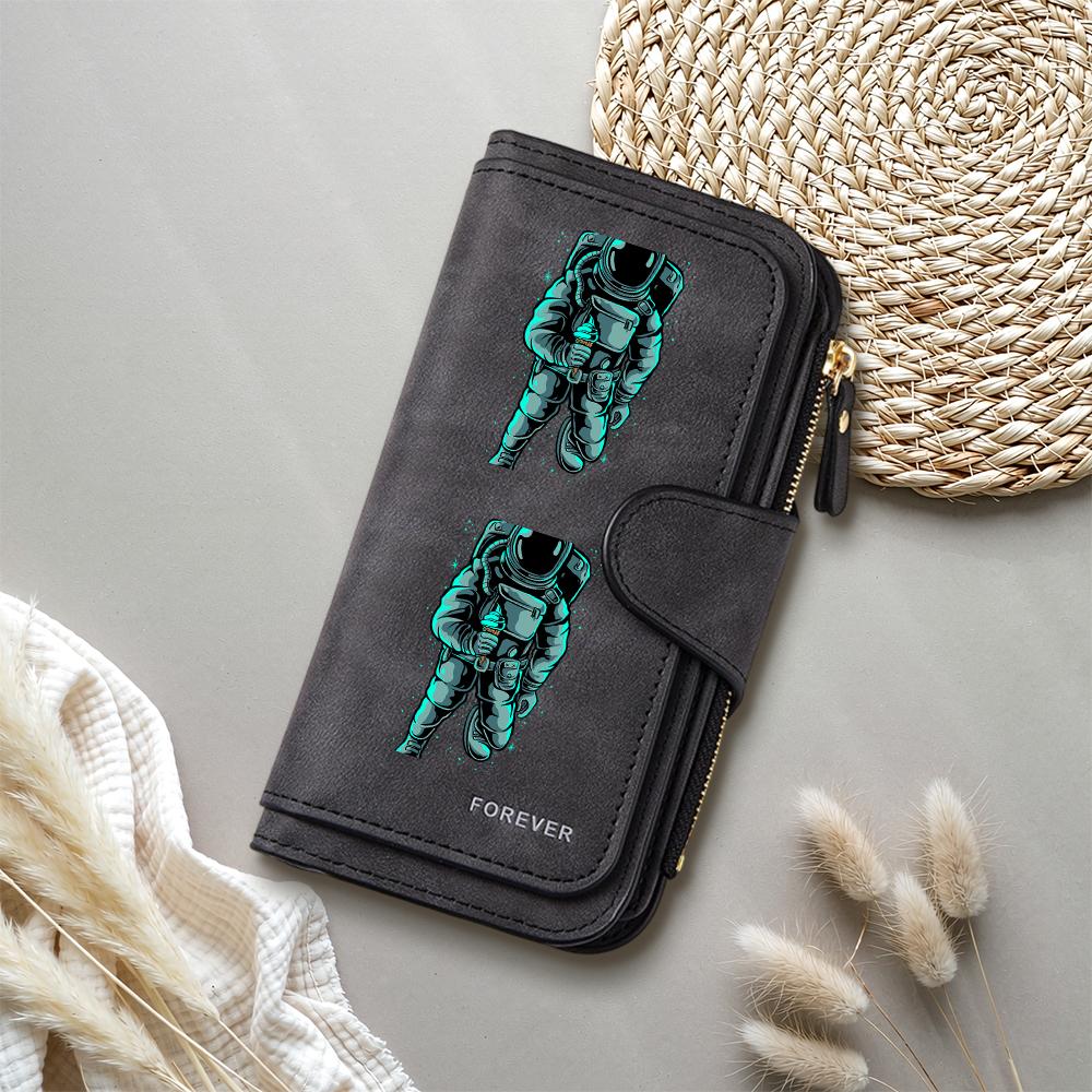 Astronaut Print Long Purse Forever Casual Fashion Travel Card Holder Zipper Wallet
