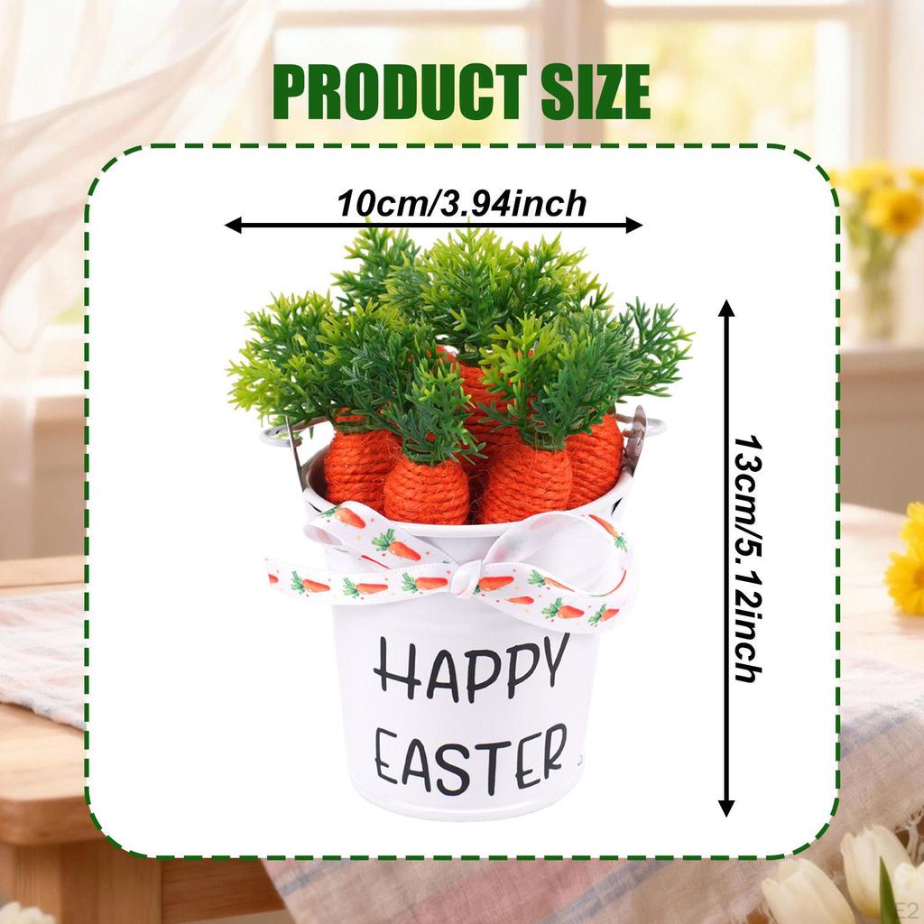 Easter Carrot Bucket Basket Handheld with Handle Collecting Decor for Garden Party