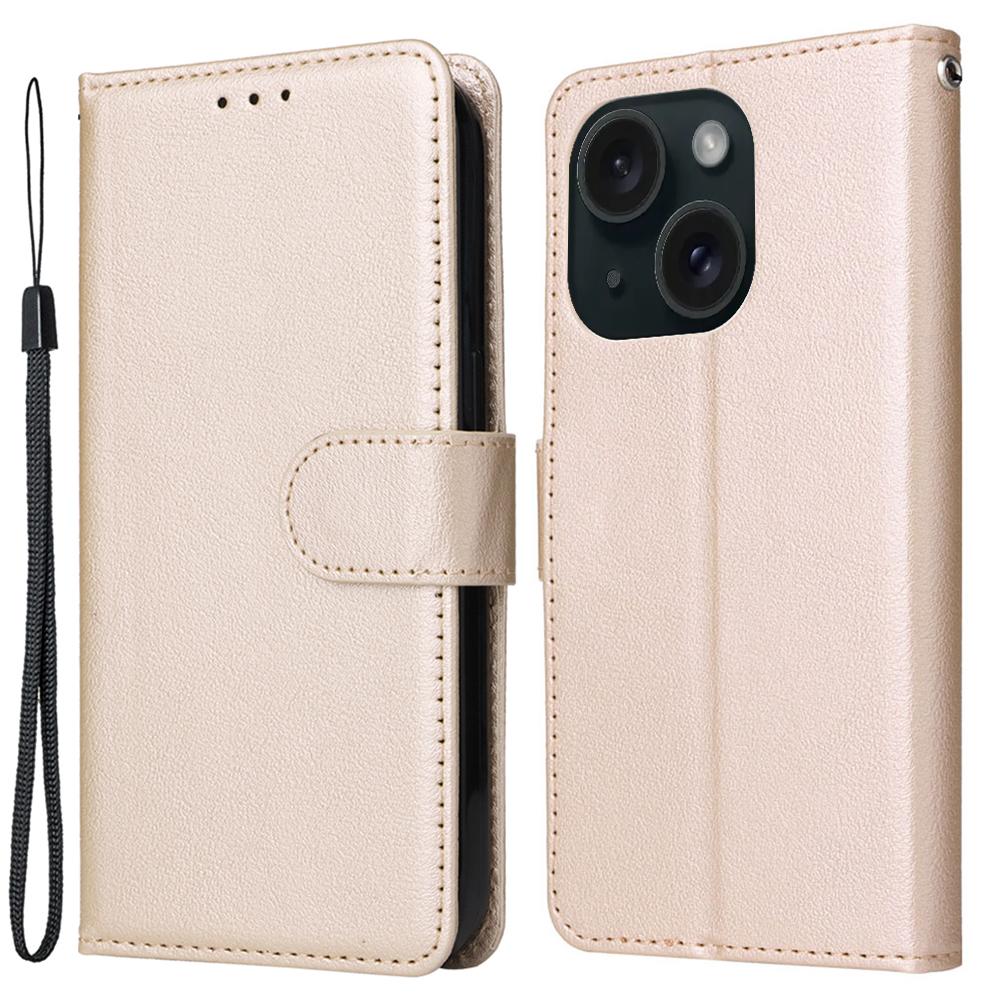 For iPhone 15 Magnetic Closure Flip PU Leather Phone Stand Cover Wallet Cell Phone Case