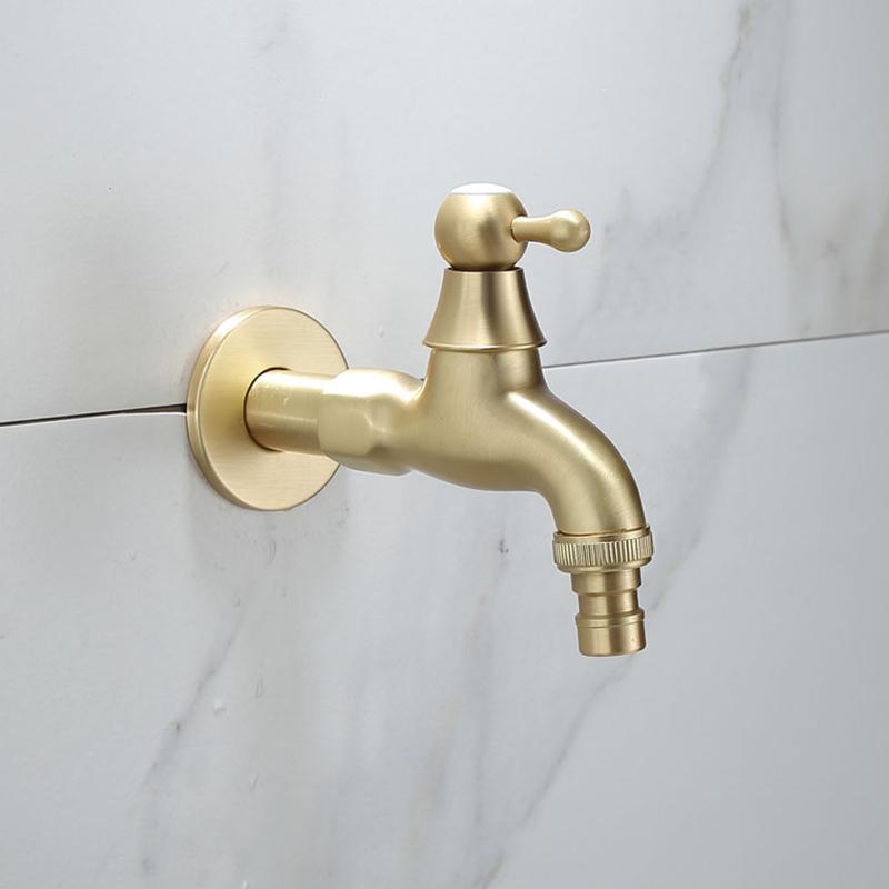 Mosiądz Szczotkowane Złoto Bateria do Pralki Bateria Zewnętrzna Bateria Ogrodowa Kurkowa Bateria do Umywalki Łazienkowej Bateria do Basenu Mopowego