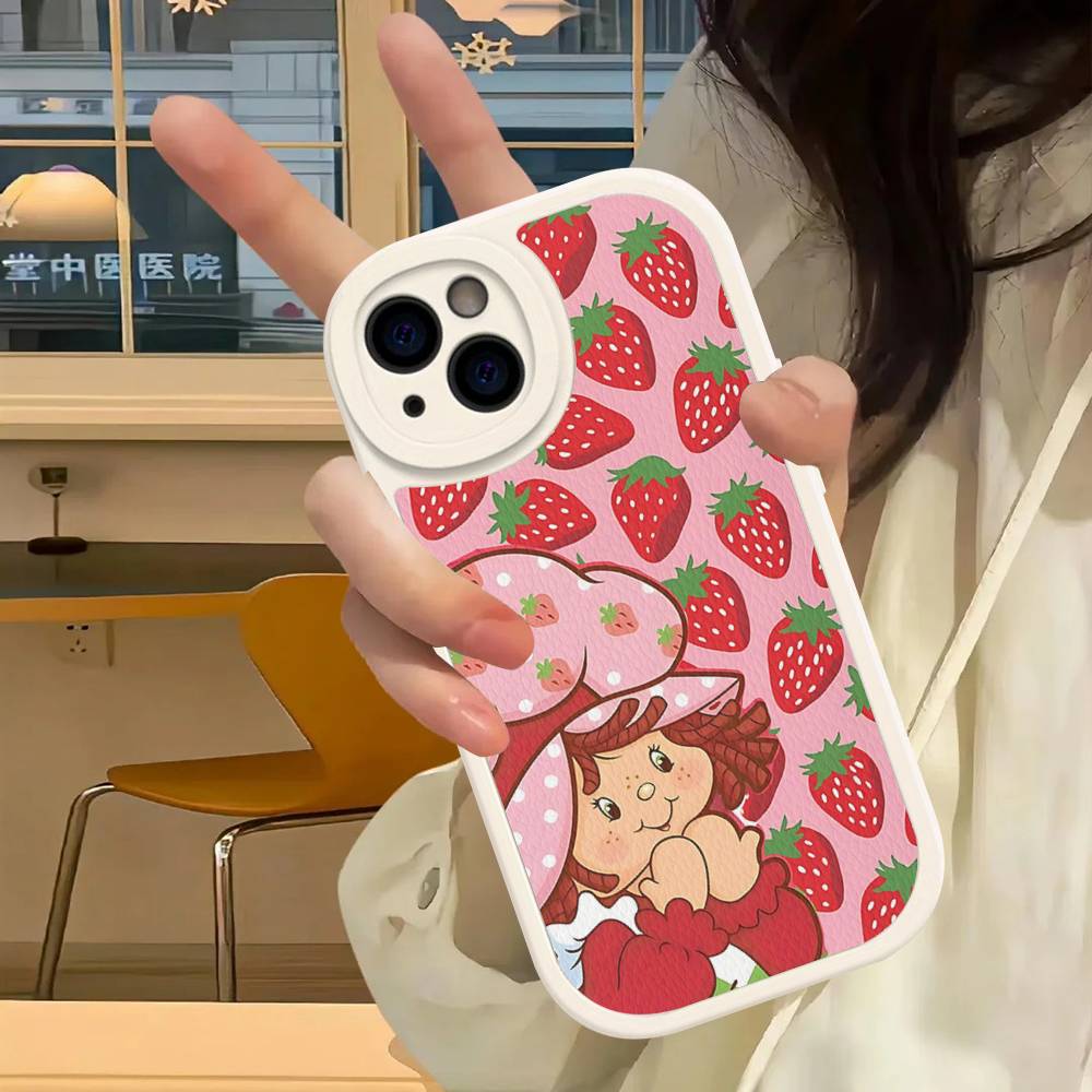 Mädchen Rosa Erdbeer S-Shortcake Handyhülle Für IPhone 11 12 13 14 15 16 Pro Max Plus Lederhülle