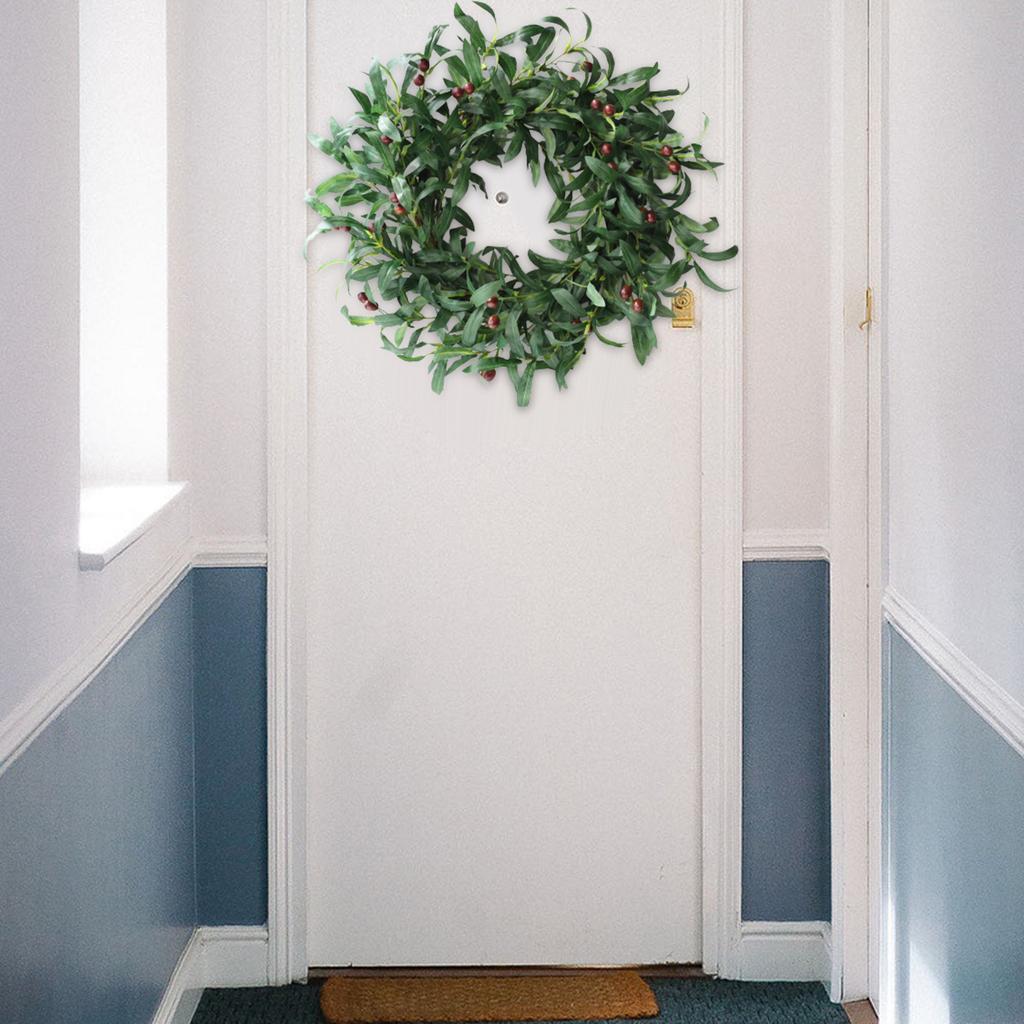 Artificial Wreath Olive Branch Leaf Holiday Garland for Door Wall Tree Decoration 55CM Outer Diameter