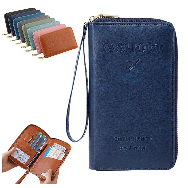 Multi-Functional Rfid Passport Wallet Rfid Passport Holder For Wallet Essential Travel Anti-Theft Wallet Storage Case Anti-Theft