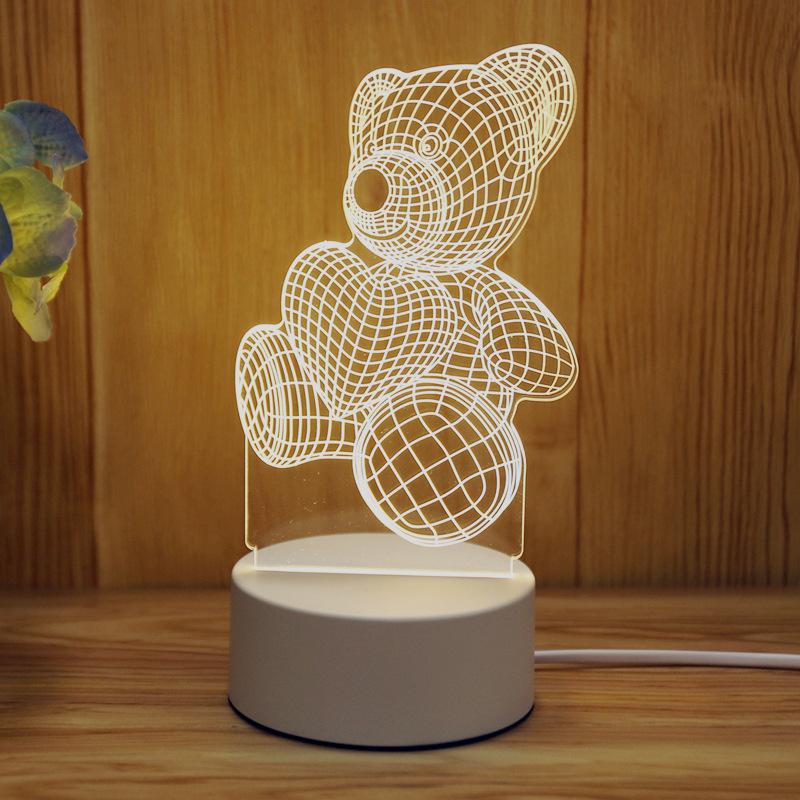 USB 3D LED Nachtlicht Tischlampe für Zuhause Schlafzimmer Dekor warmes Licht