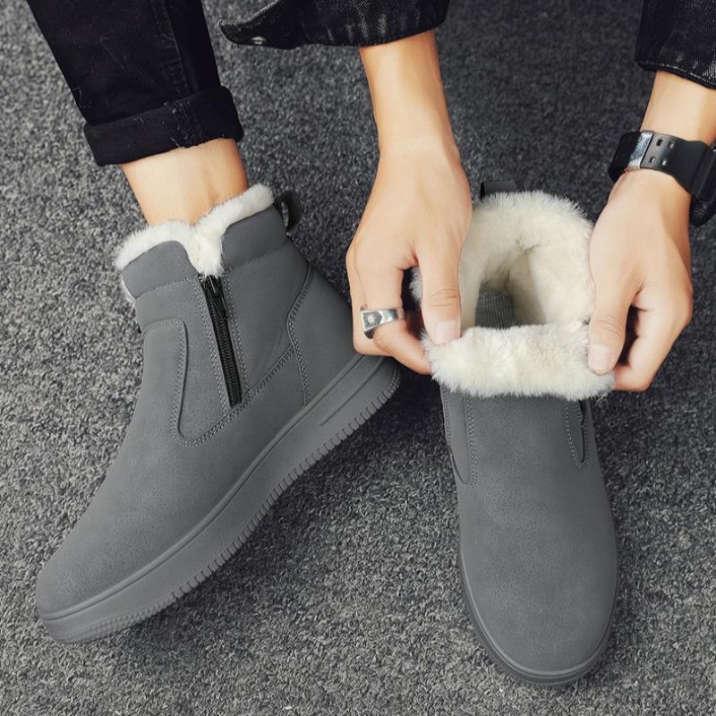 Men Fur Integrated Snow Boots Waterproof Non Slip Fleece Lined Thick Winter Outdoor Northeast Cotton Boots