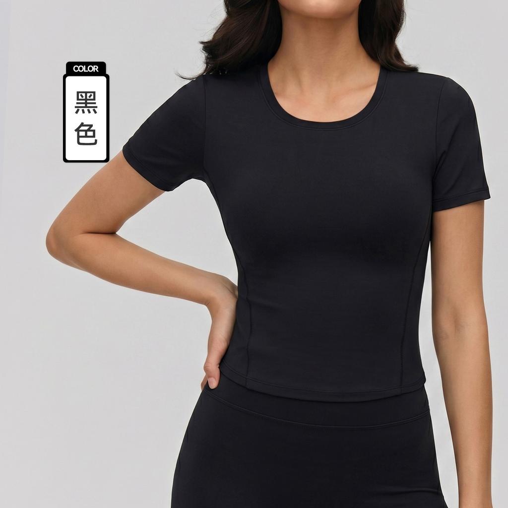 New yoga short-sleeved women's elastic and comfortable casual sports t-shirt skin-friendly breathable Pilates training fitness top