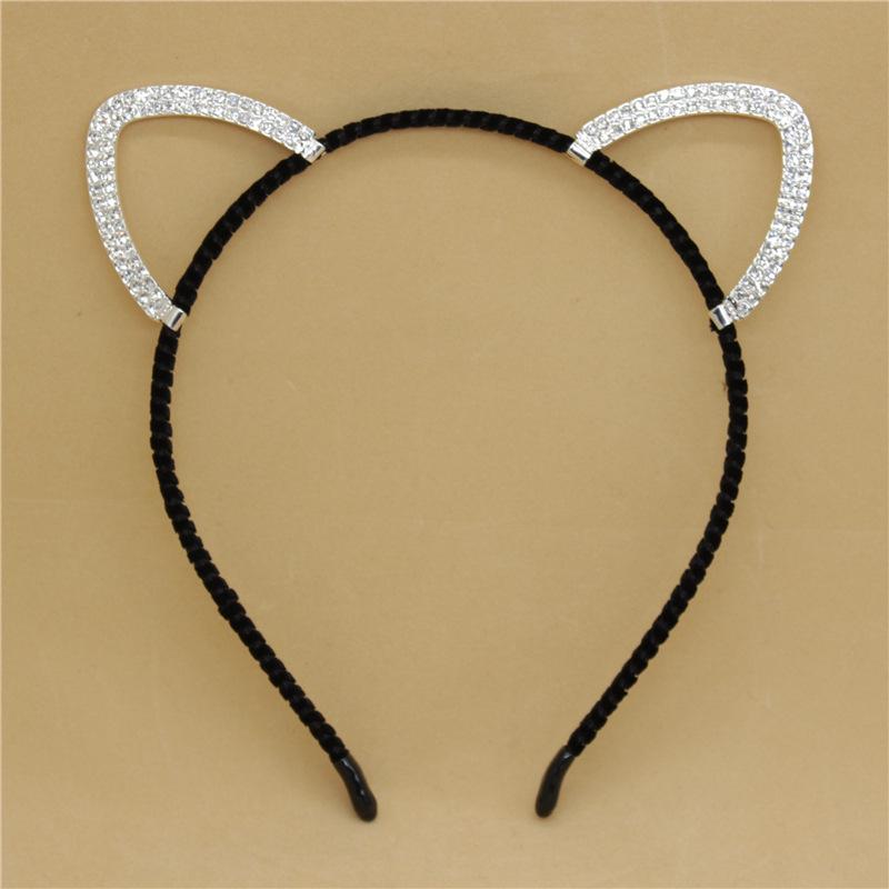 Korean Style Cute Cat Ear Rhinestone Headband - Alloy Hair Accessories and Thin Hair Clips