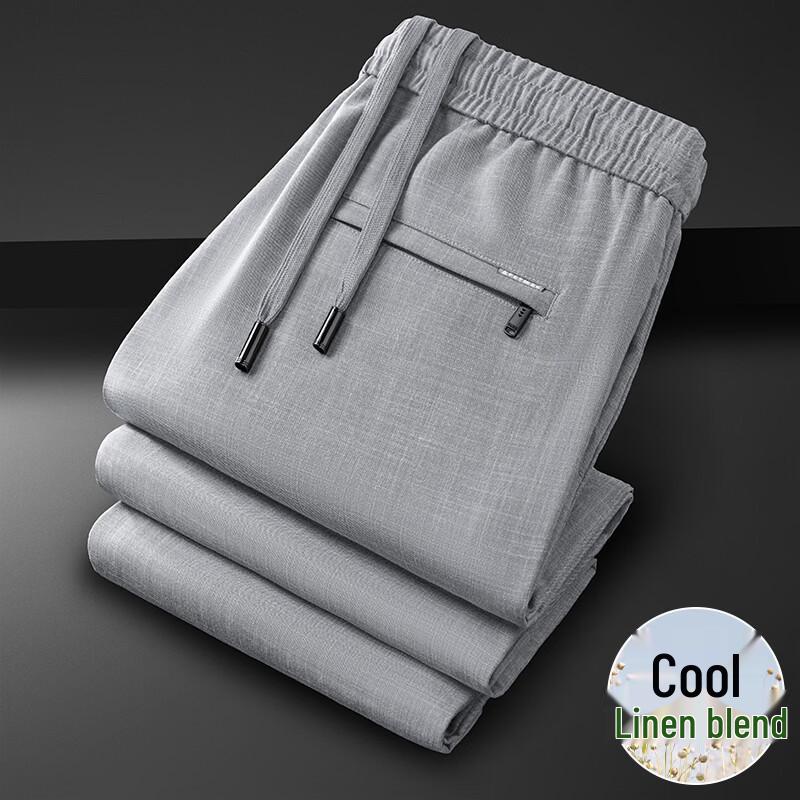 

Men s Linen Blend Straight-Leg Casual Pants M