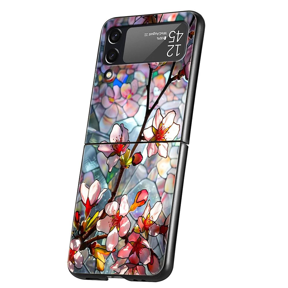 Flower marble Geometry Phone Case For Samsung Galaxy Z Flip 3 4 5 6 7 Hard Folding PC For Samsung Z Flip3 Flip4 Flip5 Cover