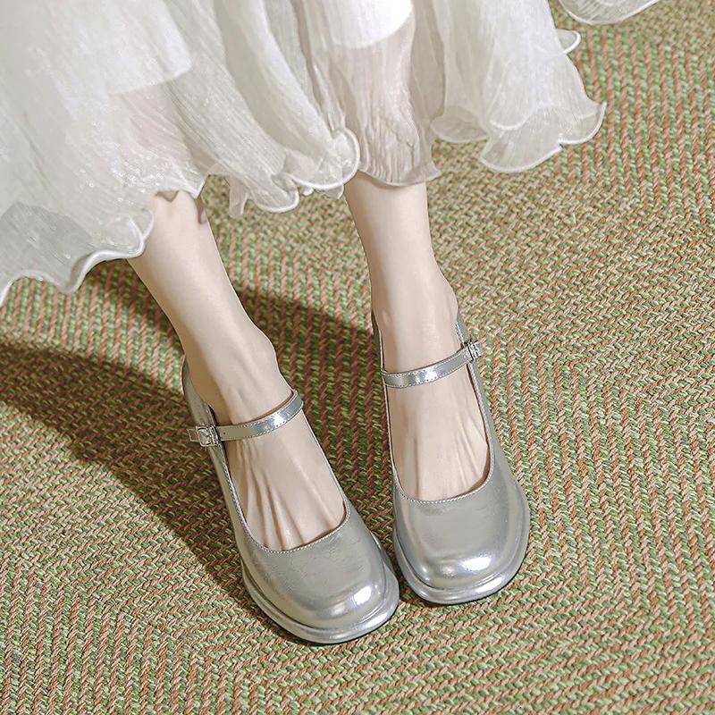 

Women Square Toe High Heels Thick-Heeled Mary Jane Waterproof Platform Wedding Shoes Elegant Solid Color Buckle Party Pumps 39 срібний