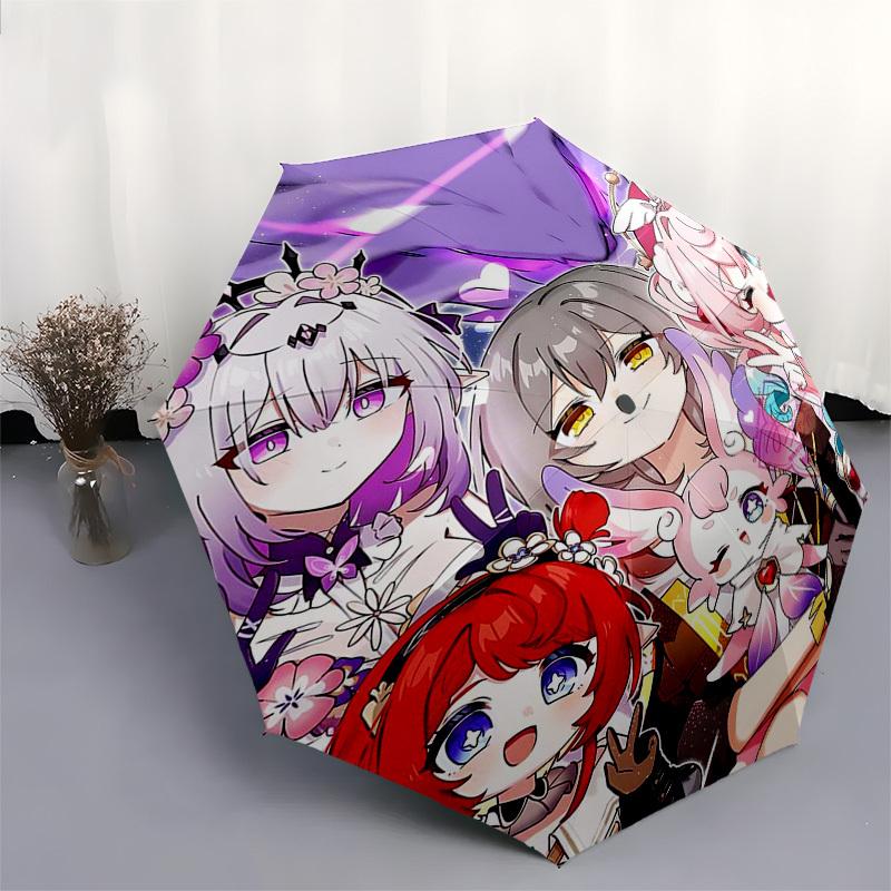 1pc Outdoor Umbrella with Anime Characters - Automatic Opening/Closing, Portable Tri-Fold Design, 8-Rib Iron Frame - Perfect Gift for Fans, Trave