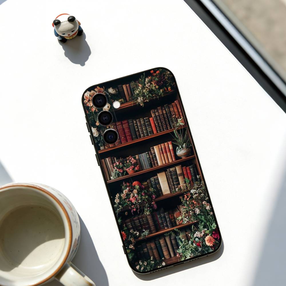 

Book Shelf Creative Pattern Phone Case For Samsung Galaxy A73,A72,A71,A70,A53,A52,A51,Soft Black Cover Samsung a31