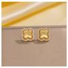 Womens Light Luxury Four Leaf Clover Inlaid Zircon Full Diamond Stud Earrings Jewelry