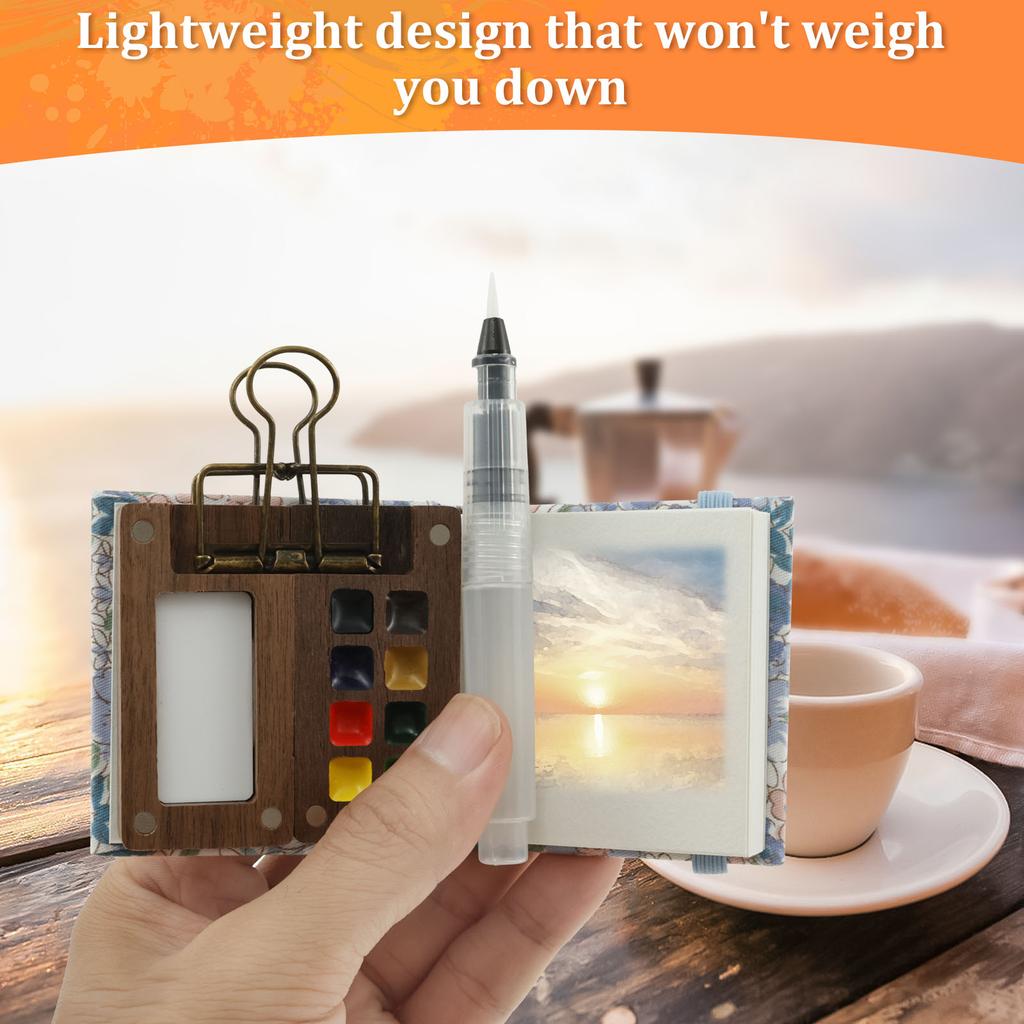 Portable Watercolor Palette Set Mini Travel Paint Palette with Clip Watercolor Paint Boxes Art Painting Square Tray for Students