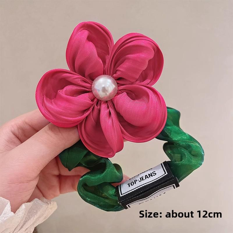 Camellia Flower Hair Scrunchies for Women, Elegant Floral Hair Ties, Elastic Hair Bands, Ponytail Holders, Hair Accessories
