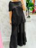 Women's Asymmetrical One Shoulder Top with Flared Wide Leg Pants Set in Multiple Colors