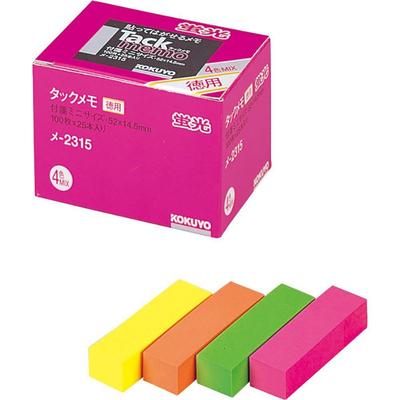 KOKUYO Sticky Tack 25 Fluorescent Notes, Memo, Pads, 4-color Mix, ME-2315