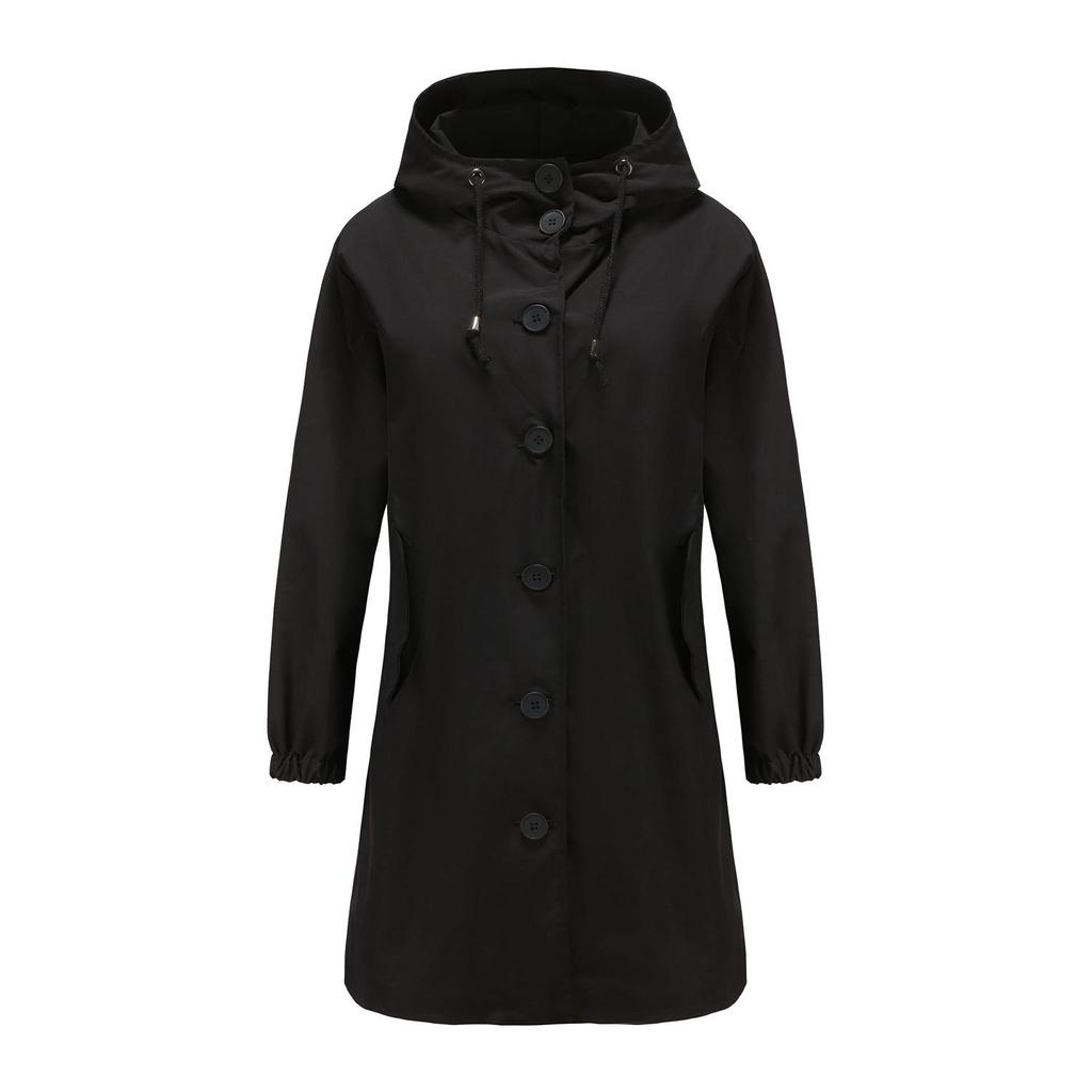 Damen Übergröße Wasserdichter Windbreaker mit Kapuze - Lässiger lockerer langer Mantel für Herbst/Winter