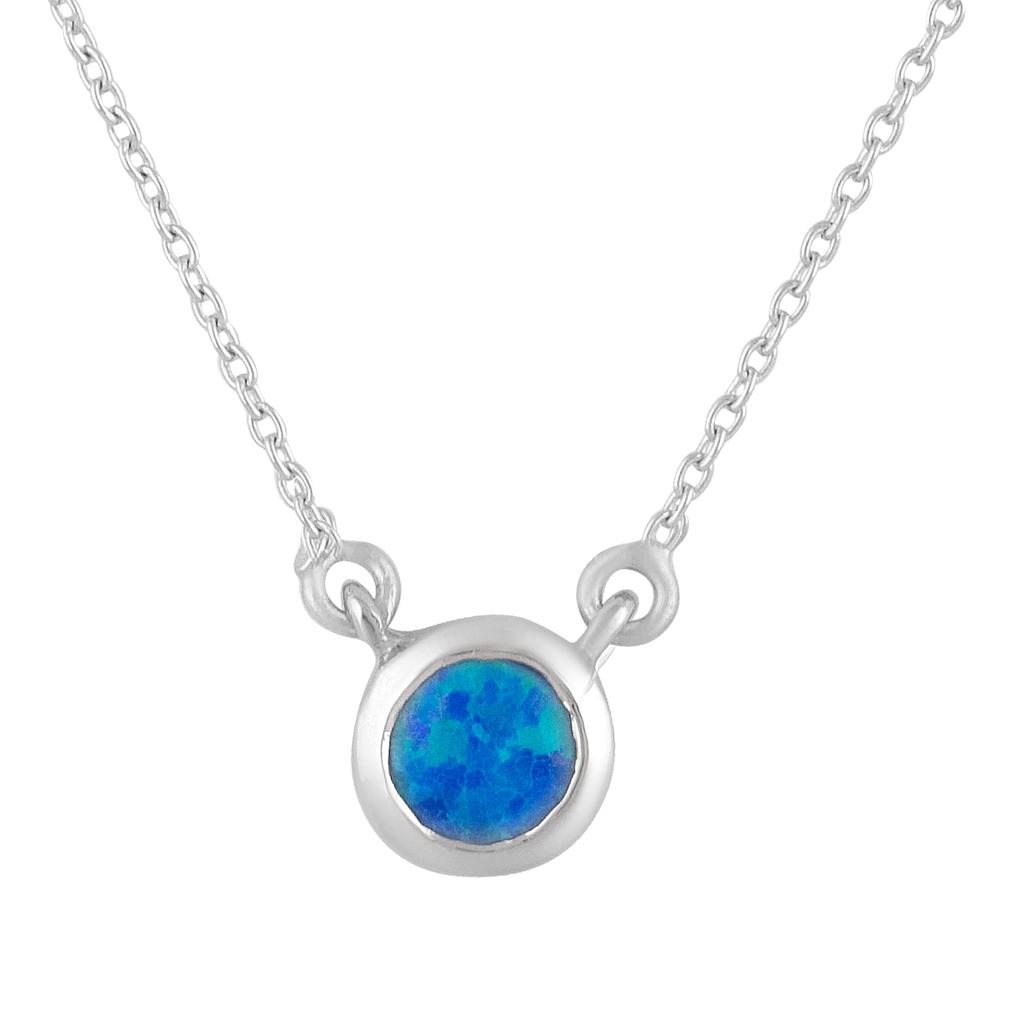 Silver Necklace with Opal 0.219ct (2126591)