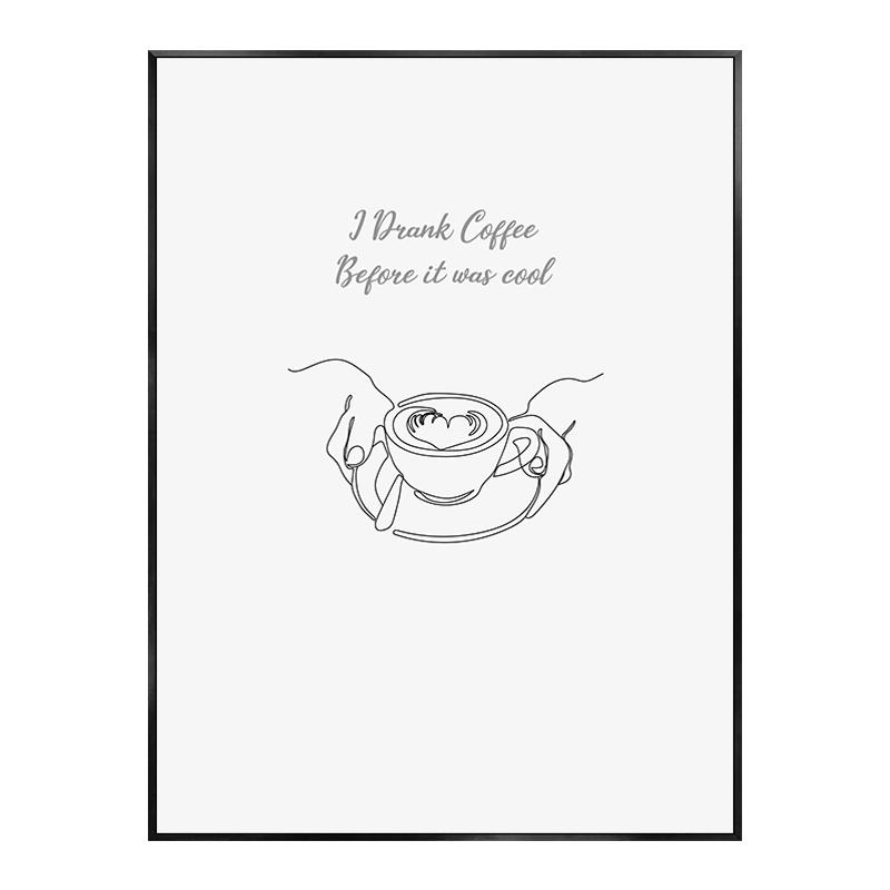 Abstract Line Drawing Coffe Poster Funny Quotes Kitchen Decorative Paintings Canvas Nordic Wall Art Picture Home Cafe Decoration