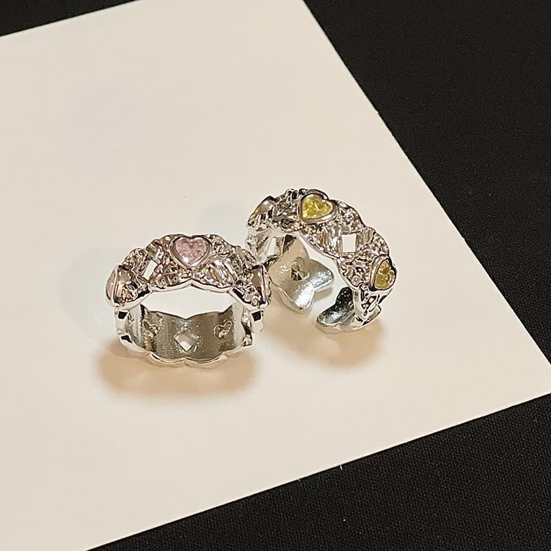 Sophisticated Copper Adjustable Ring With Eyecatching Colorful Zircon For Stylish Ladies