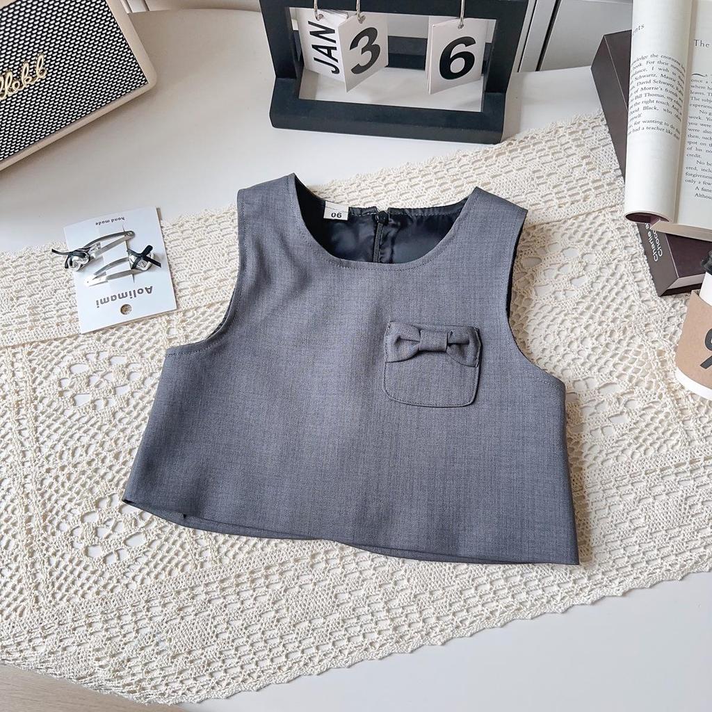 Girls' Korean Style Three-Piece Outfit: Fashionable Vest, Base Shirt & Long Pants for Autumn & Spring (AQB005)