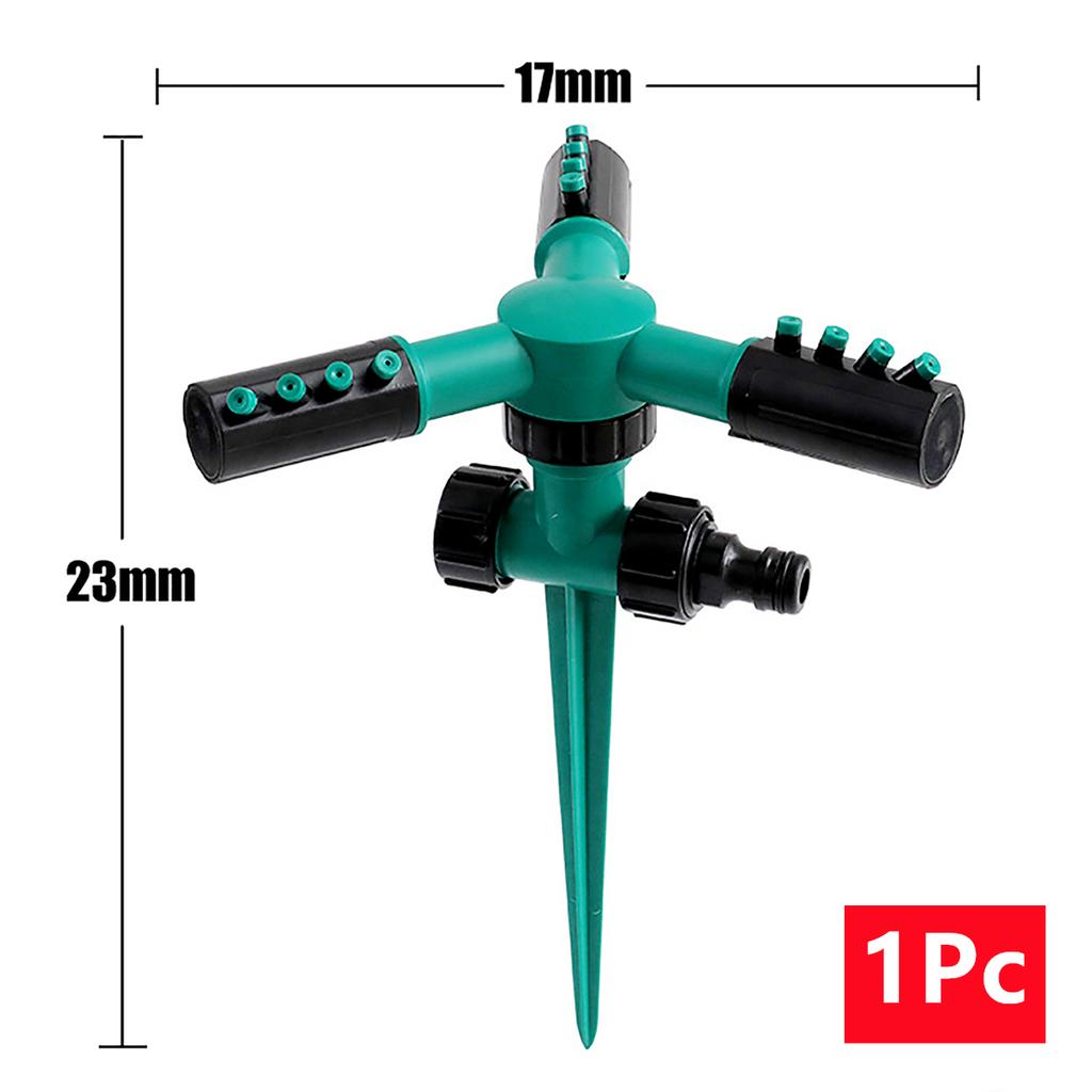 3-Arm 360 Degree Rotating Sprinkler and Spiked Holder Kit Automatic Rotary Nozzles Garden Lawn Plants Flowers Irrigation 1/10Pcs