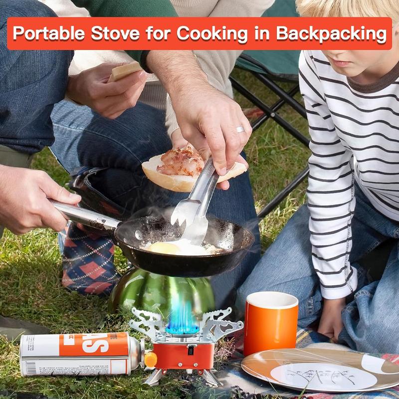 Portable Camping Gas Stove, Mini Foldable Windproof Burner, Outdoor Cooking Utensil for Hiking, BBQ, Picnic, Travel