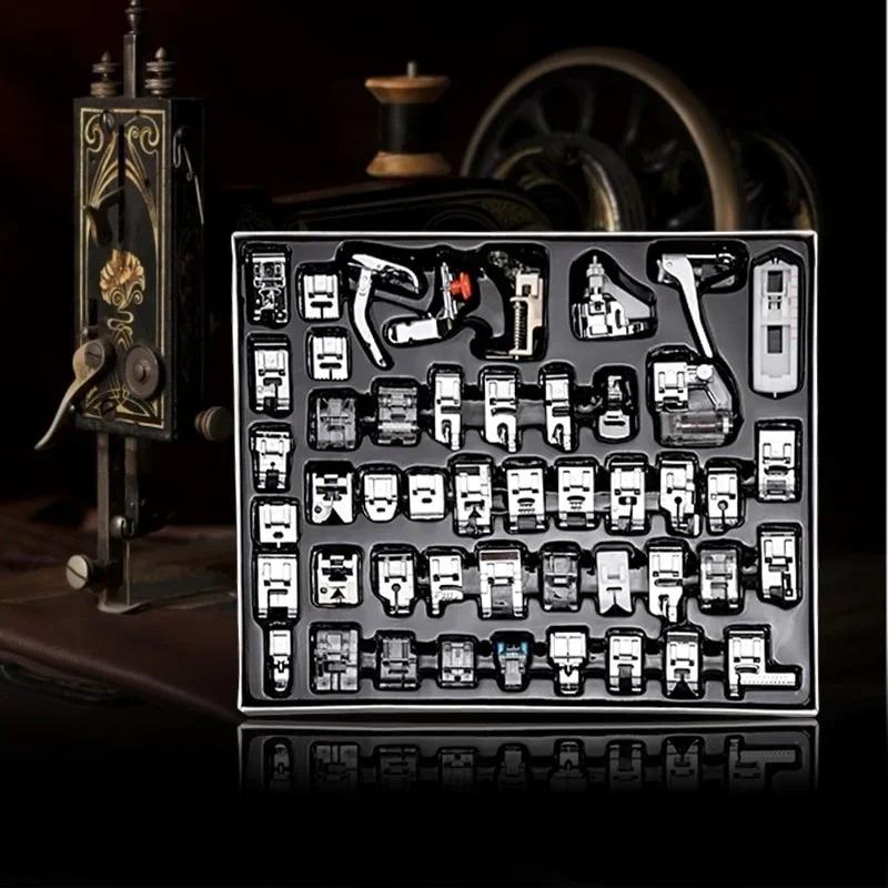 New 32Pcs Sewing Machine Presser Feet Kit Durable Cording Braiding Groove Foot Replacement Parts Household DIY Sewing Supplies