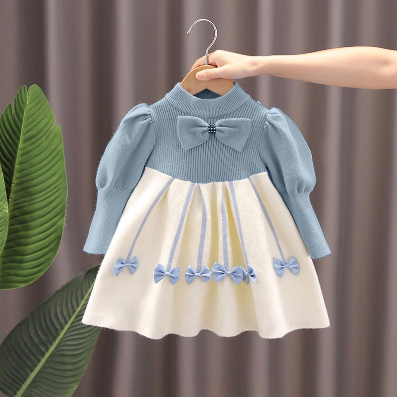 

Детское платье с бантом и цветочным принтом для девочек от 1 до 6 лет, осеннее платье в рубчик с круглым вырезом для девочек 120