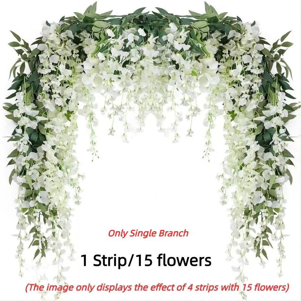 

Single Branch Wisteria Wreath 1 Strip/15 Flowers Vine Plants Strips For Wedding Arches белый