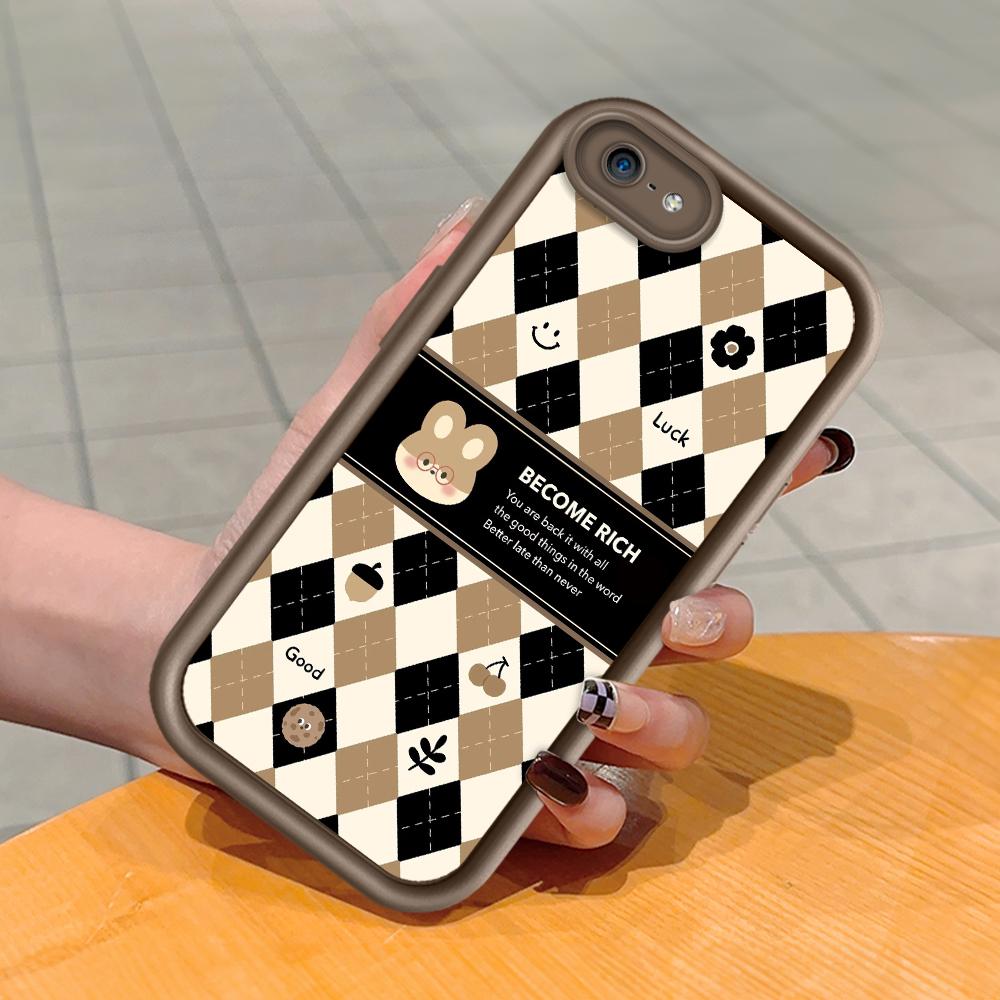 Soft Silicone Square Ladder Printing Pattern Phone Casing Full Cover Camera Shockproof Protection Rubber Case for iPhone Infinix Tecno OnePlus