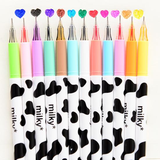 10 pz 0.38mm Penne Gel Impugnatura Comoda Portatile Inchiostro Uniforme Creativo Scrittura Liscia Multicolor Design Della Mucca Firma Penne Forniture Per Ufficio