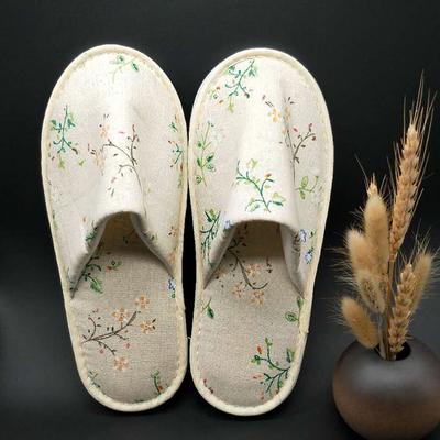 Blooming Bouquet Slippers Disposable Tree Leaf Print Closed Toe Hotel Travel SPA Shoes
