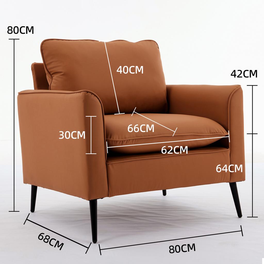 Sofa mit kratzfester Kunstlederhülle, Nordic-Retro, als Einzelsitz-Freizeitsessel für Wohnzimmer, Balkon oder Schlafzimmer