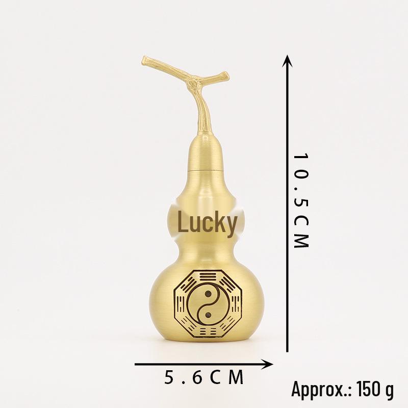 Brass Wealth-Attracting Hollow Eight Trigrams Gourd Ornament with Open Top & Bottom and Copper Coins