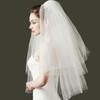 Wedding Veil, Bridal Veil with Metal Hair Comb, Veils for Women Wedding, 2 Tiers White Bridal Veils with Comb, Tulle Veils for Stable Wedding