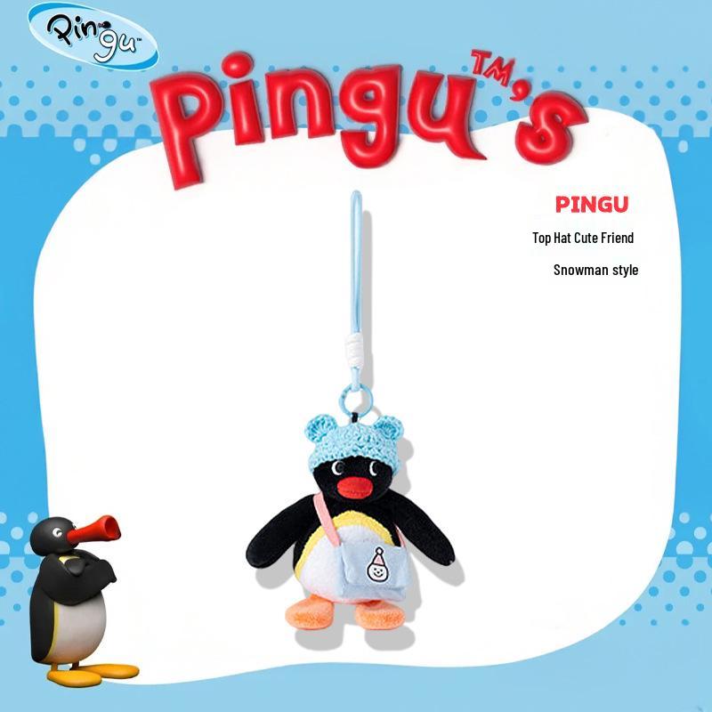 Pingente de Pelúcia Chapéu de Coco Original de Pinguim Boneca Pingente para Mochila Chaveiro Presente