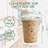 [100 Sets] 12oz Clear Plastic Cups With Flat Lids, Disposable Drinking Cups, 12 Oz Plastic Cups For Ice Coffee, Smoothie, Slurpee, Or Any Cold Drinks